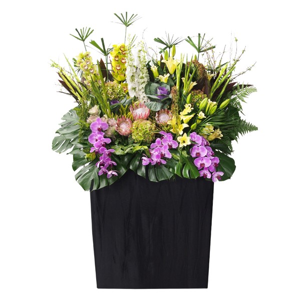 gerbera and orchid big funeral flower stand