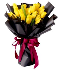 korean style graduation flower bouquet 20 yellow tulip theme bouquet