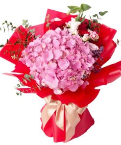flower bouquet korean style pink single hydrangea theme bouquet