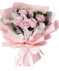 korean style rose bouquet 6 pink pastel theme bouquet