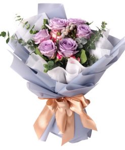 korean style flower bouquet singapore lilac purple rose bouquet
