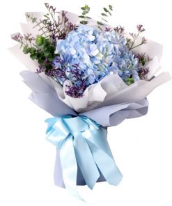 korean graduation flower bouquet light blue hydrangea bouquet