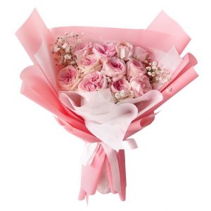 a dozen pink ohara rose bouquet (1)