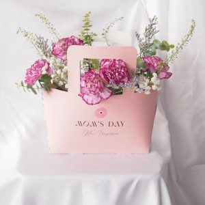 6 purple carnation flower bag